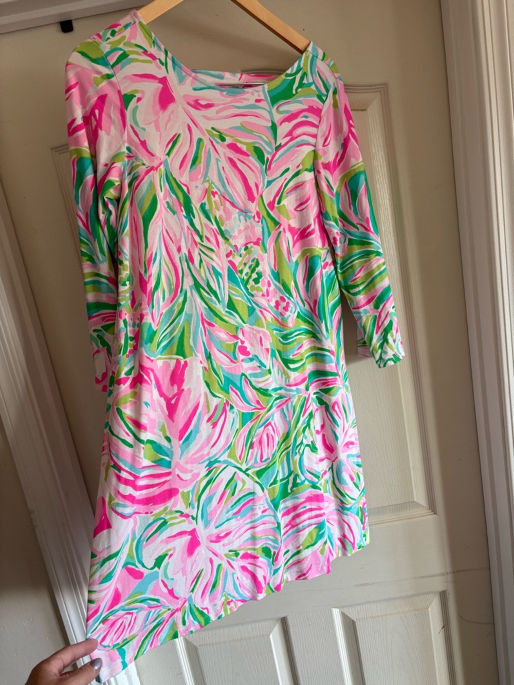Lilly Pulitzer Ophelia Swing Dress Croc My World Pink Green Women’s Size M